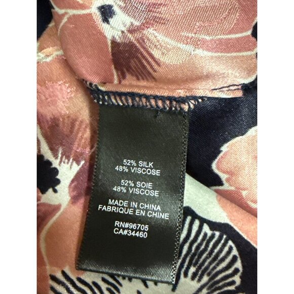 Rebecca Taylor Women's Blouse Jardin Floral Button Front Indigo Silk Blend  4 - Picture 10 of 11